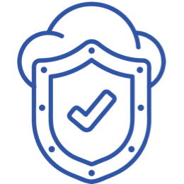 Shield with checkmark in front of cloud icon